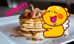 QooBee Loves Pancake with Honey for Dessert