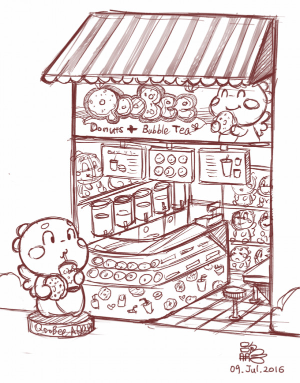 QooBee Themed Donut and Bubble Tea Store Design
